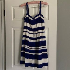 Navy and white striped dress